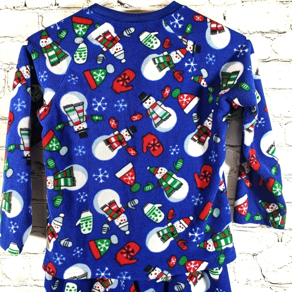 The Childrens Place blue fleece snowman PJ set - Picture 4 of 7